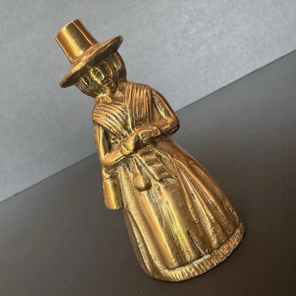 Vintage Solid Figural Brass Bell of Welsh Legend Jenny Jones Lady Bells Art Deco
